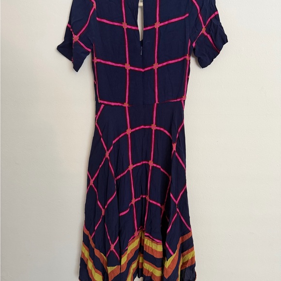 HD in Paris Dresses & Skirts - HD in Paris Navy & Pink Grid Midi Dress with Multicolor Hem